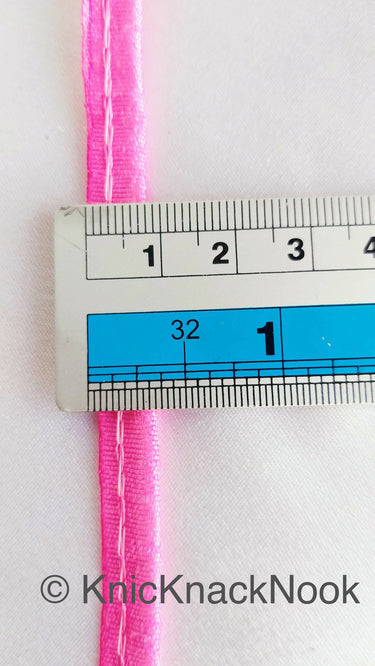 2mm Flanged Insertion Piping on 9mm Band, Pink Art Silk Fabric Trim
